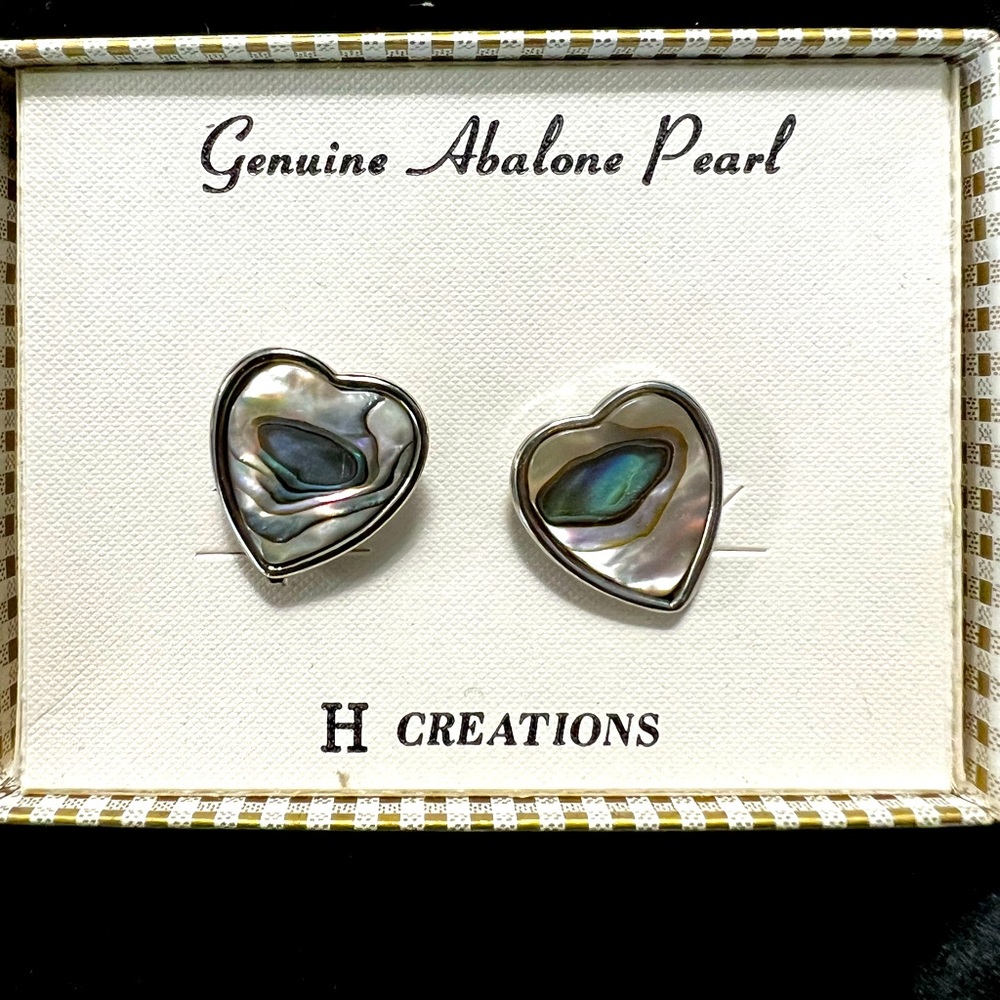 Vintage Genuine abalone pearl clip earrings